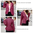 thumbnail image 5 of Women Office Jackets Plaid Printing Long Sleeve Turn Down Collar Stylish Suit Coat for Spring Autumn Red S, 5 of 6