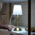 thumbnail image 5 of Home Decor Collection Sterling & Noble Home  Tabletop LED Touch Lamp with Scalloped White Fabric Shade and Gold Metal Bow Accent, 5 of 15