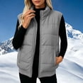 thumbnail image 2 of TARIENDY Puffer Quilted Vest for Women Stand Collar Zipper Warm Winter Jackets Lightweight Sleeveless Casual Padded Coat Gray L, 2 of 9