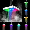 thumbnail image 2 of No Batteries Rainfall Top Spray 7 Colors Gradual Changing LED Shower Head (3 color square), 2 of 7