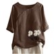 thumbnail image 1 of Blusas de Manga Corta para las Mujeres Impresas Cuello Redondo Camiseta Casual, Blusa de Algodón de Imitación para las Mujeres, 1 of 4