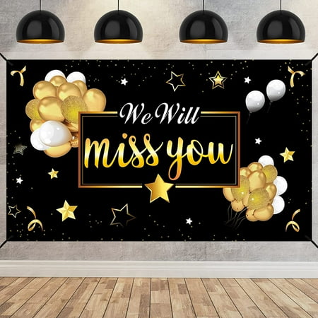 We Will Miss You Going Away Party Banner Backdrop Decorations, Extra Large Black Gold Retirement Party Supplies, Farewell Goodbye Party Background Sign Decor for Coworker Men Women | Walmart Canada We Will Miss You Going Away Party Banner Backdrop Decorations, Extra Large Black Gold Retirement Party Supplies, Farewell Goodbye Party Background Sign Decor for Coworker Men Women | Walmart Canada