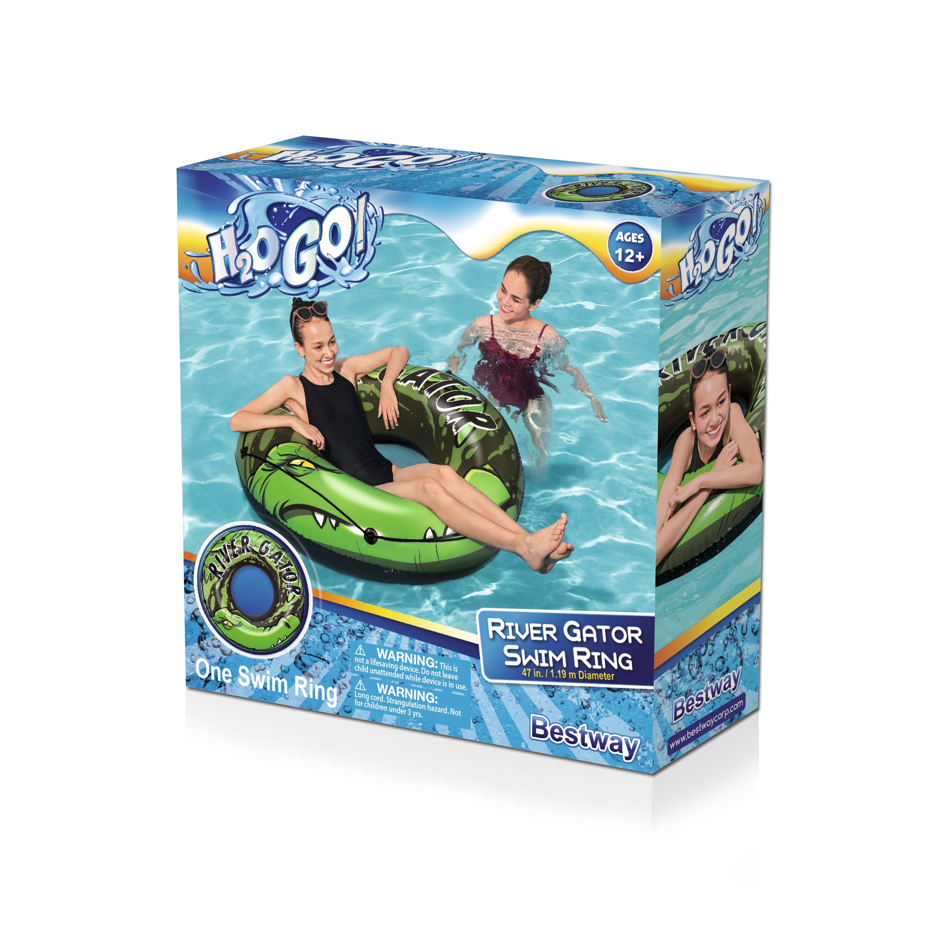 H2OGO! Green River Gator 47" Pool Ring Float with Grab Rope, Adult Unisex - image 4 of 9