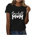 thumbnail image 2 of Lilgiuy Baseball Mom Shirt for Womens Mom Shirt Summer Solid Color Short Sleeve O-Neck Letter Print Casual Tops Tees for Mother's Day(Black,2XL), 2 of 4