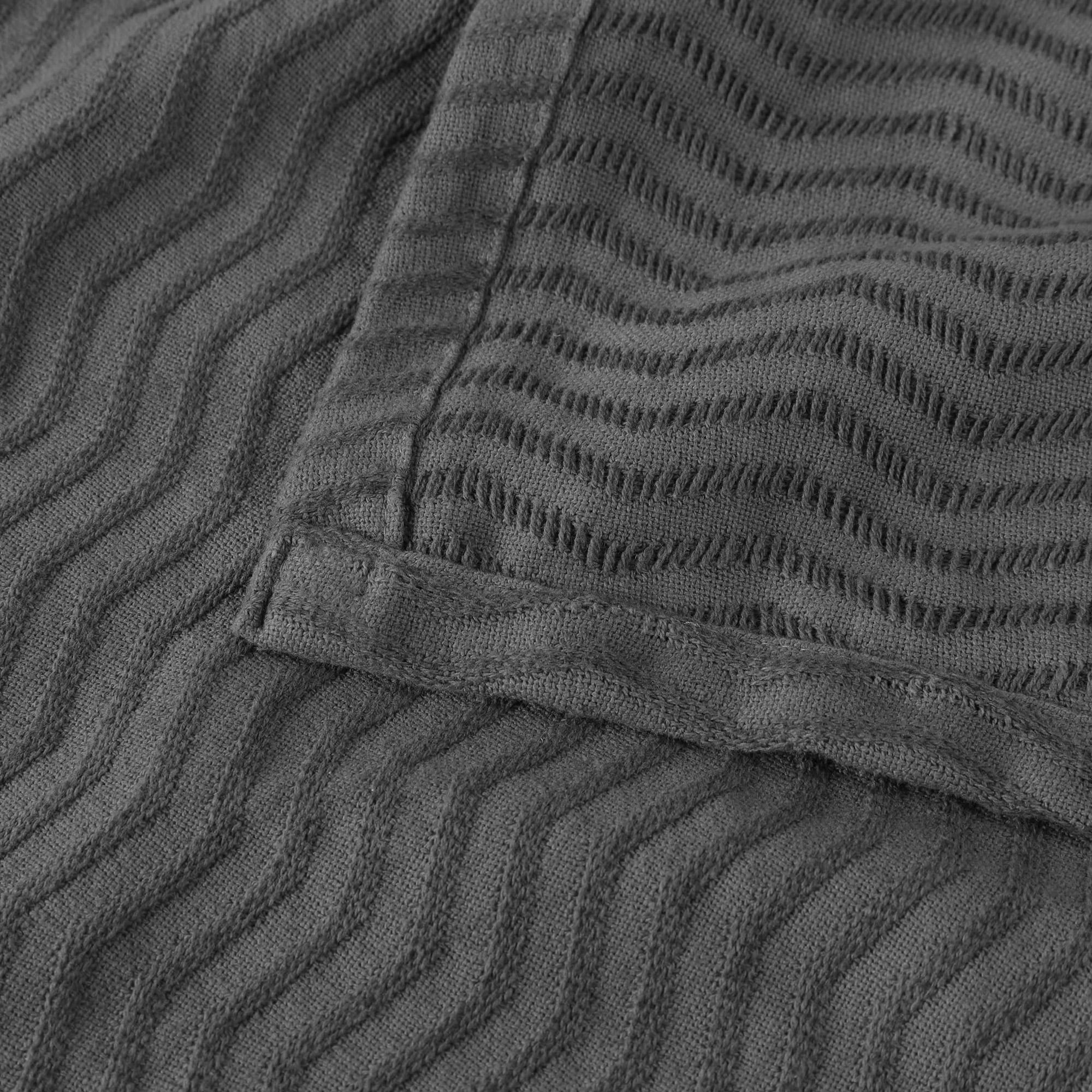 Superior Jena Cotton Textured Chevron Woven Blanket, King, Charcoal