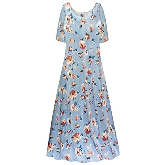 Plus size 3x Womens Dress Blue Fields Designer Print Short Sleeve Princess Cut