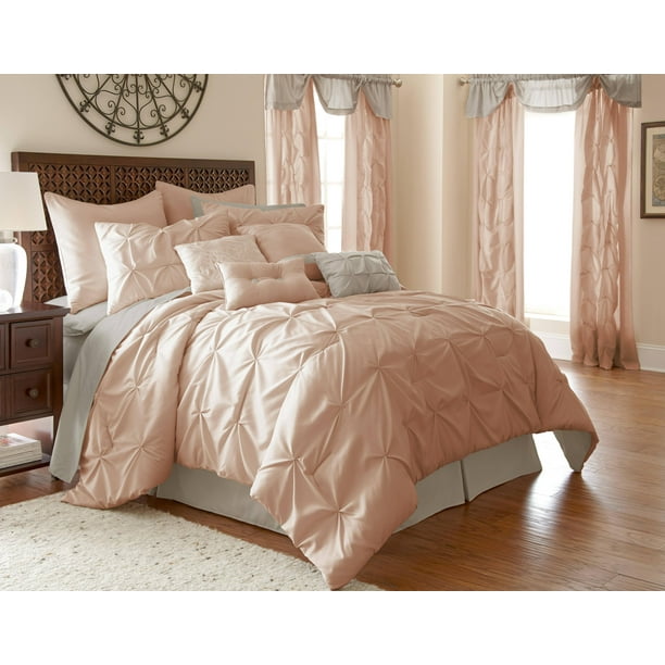 blush colored velvet bedding