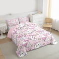 thumbnail image 3 of Feelyou Girly Pink Ghost Bedding Comforter Set for Girls, Kawaii Princess Bowknot Twin Comforter Sets, Cute Flower Floral Reversible Bedding Set, Lightweight Room Decor, 2 Pieces, 3 of 8