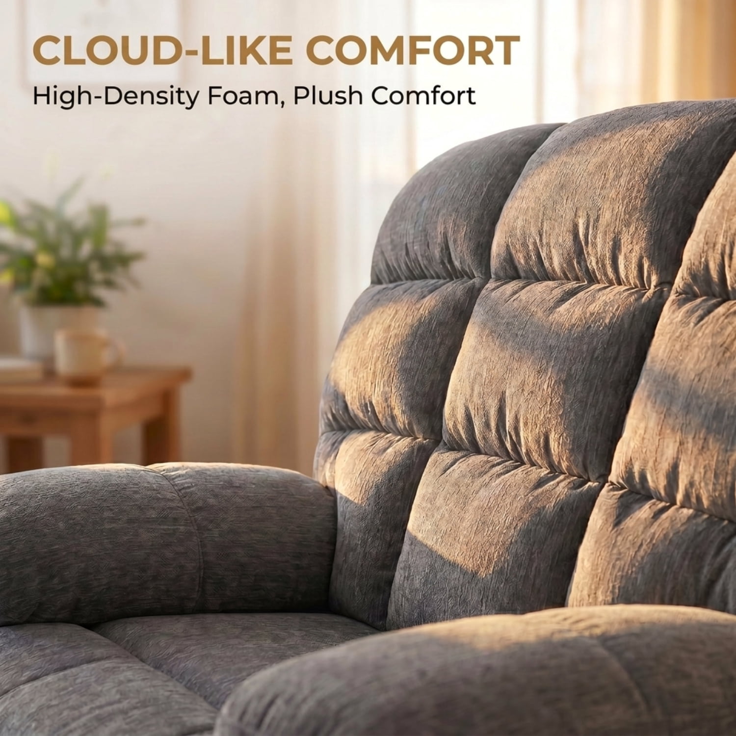 FitStand Swivel Rocker Recliner Chair with USB Port, Heat and Massage, 24.4" Wide Seat Chenille Oversized Recliner, Gray