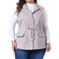 thumbnail image 2 of DARING DIVA Women's Plus Cargo Drawstring Waist Sleeveless Jacket 4X Light Gray, 2 of 6