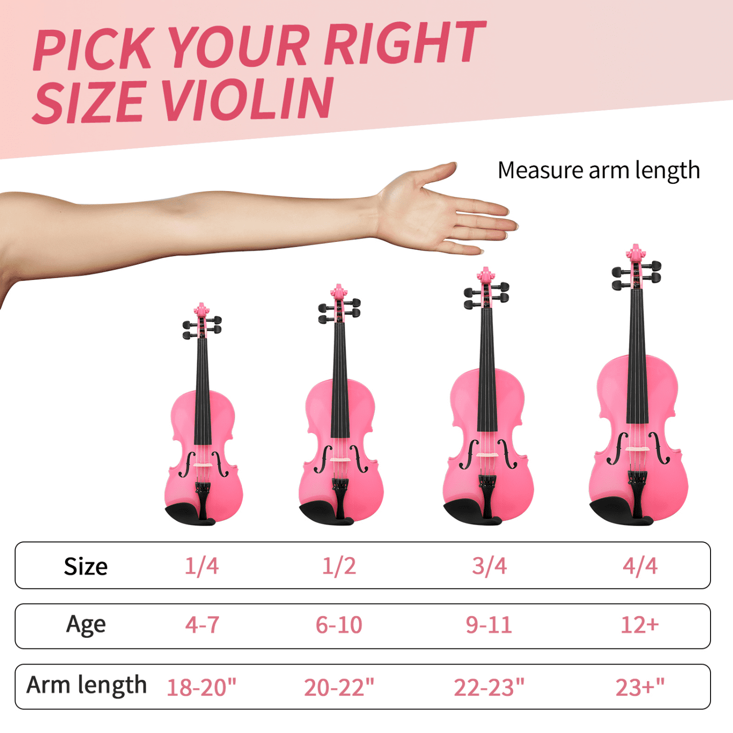 Hassch 4/4 Violin for Beginners, Fiddle Set for Adults, Acoustic Violin with Case, Rosin and Bow, String Musical Instrument, Pink