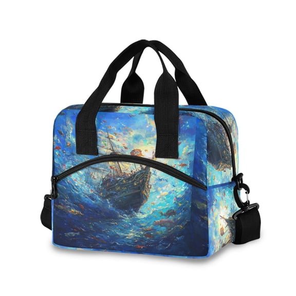 DIXRUYEE Lunch Bag Double Deck Lunch Cooler Box Tote Bag Fashion The Sunken Treasure Printed