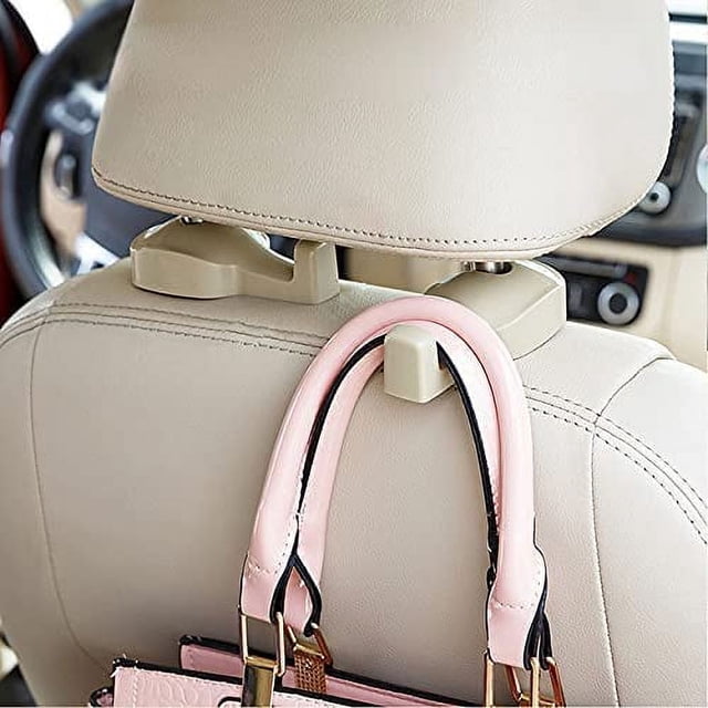 Gancho universal para asiento de coche, compatible con bolsas de la compra o de tela (beige, juego de 2)