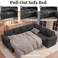 thumbnail image 5 of YOKWOK 107.8 Inch Convertible Sectional Sofa for Living Room, Large L-Shaped 7 Seat Plush Ribbed Fabric Sofa with Pull Out Couch Bed, 3-In-1 Sleeper Sofa Bed with Hidden Storage Space, Dark Grey, 5 of 9