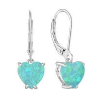VESITIM Green Opal Dangle Drop Earrings Women Solitaire Heart Shaped Leverback Earrings 925 Sterling Silver Jewelry Gifts
