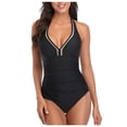 thumbnail image 1 of Gibobby Trajes de baño mujer una pieza Traje de baño brasileño Bikini Bandeau Bandeau Set Traje de baño Ropa de playa Push-Up Mujeres Trajes de baño Tank(Negro,CH), 1 of 5
