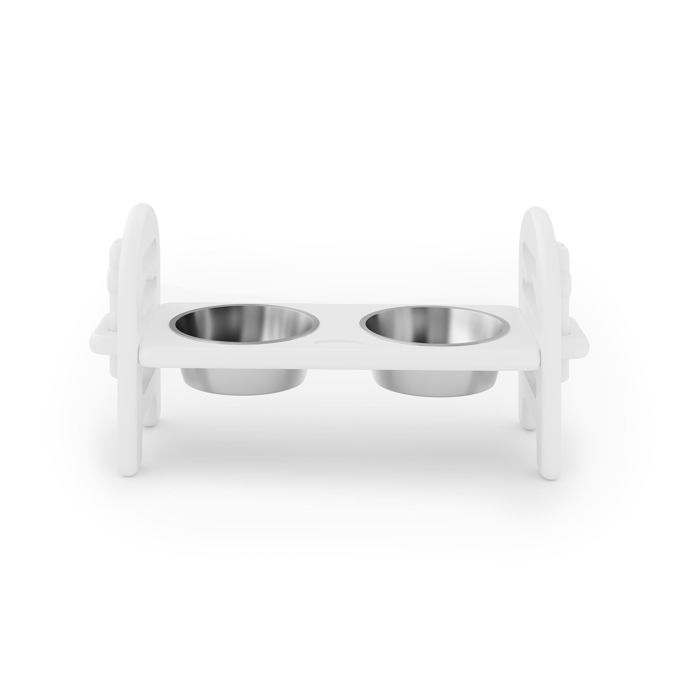 JERFIT Adjustable Pet Bowl, Collapsible Travel Dog Bowl for Food & Water, Portable & Durable HDPE Elevated Feeder, Eco-Friendly Recycled Plastic, White