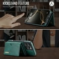thumbnail image 3 of PU Leather Wallet Phone Case Compatible with iPhone 12 Pro / 12, with Card Holder 2 in 1 Detachable Back Cover for iPhone 12 Pro / 12, RFID Blocking Kickstand Heavy Duty Classic Magnetic - Green, 3 of 11