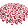 thumbnail image 1 of Nappe de la Saint-Valentin 60 Pouces Ronde Rouge Cœurs d'Amour Carreaux Buffalo Cercle Nappe Romantique Décorative Housse de Table Résistante aux Plis pour Cuisine Salle à Manger Cadeau de Mariage, 1 of 6