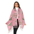 thumbnail image 3 of FORMRS Womens Scarf Winter Soft Long Big Warm Shawls Wrap Tassel Scarves, Pink Gingerbread House, 3 of 9