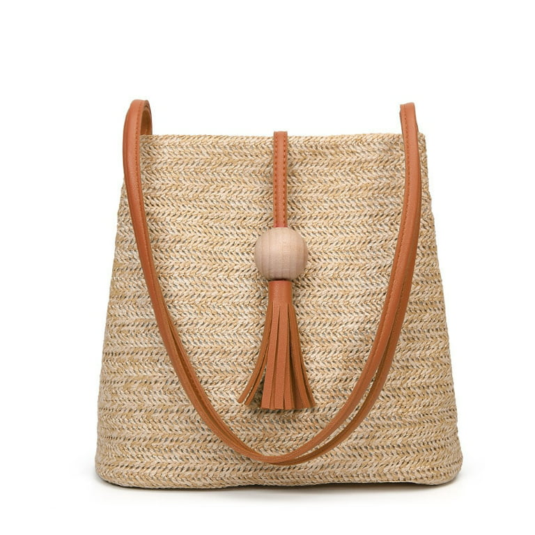 Summer Straw Bags for Women Tassel Handmade Beach Crossbody Bags