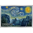 thumbnail image 1 of Yosemite National Park, California - Van Gogh Starry Night - Lantern Press Artwork (36x24 Giclee Art Print, Gallery Framed, Silver Wood), 1 of 1