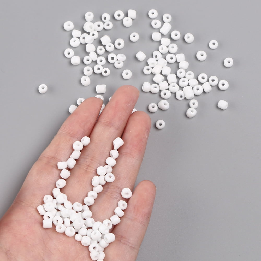 6/0 Glass Seed Beads Opaque Colours Seed Small Craft Beads for DIY Jewelry Making Round Round Hole White 6/0 4mm Hole: 1.5mm about 500pcs/50g 50g/bag 18bags/2pounds