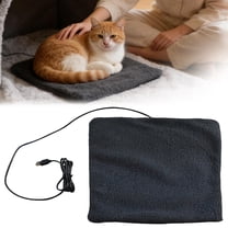 USB Pet Heating Pad, 10x10 inch Electric Warming Mat with Thermostat, Waterproof Plush Heat Pad for Dog Cat Bed Cage Car Travel, Machine Washable Cover, Black