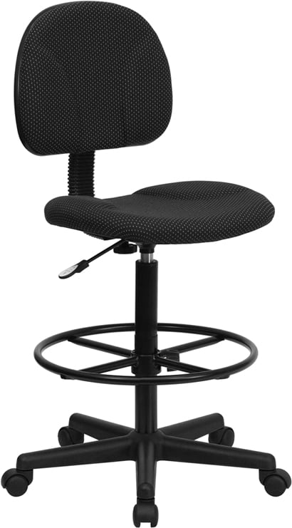 BizChair Black Fabric Drafting Chair Cylinders: 22.5-27 H, 26-30.5 H 