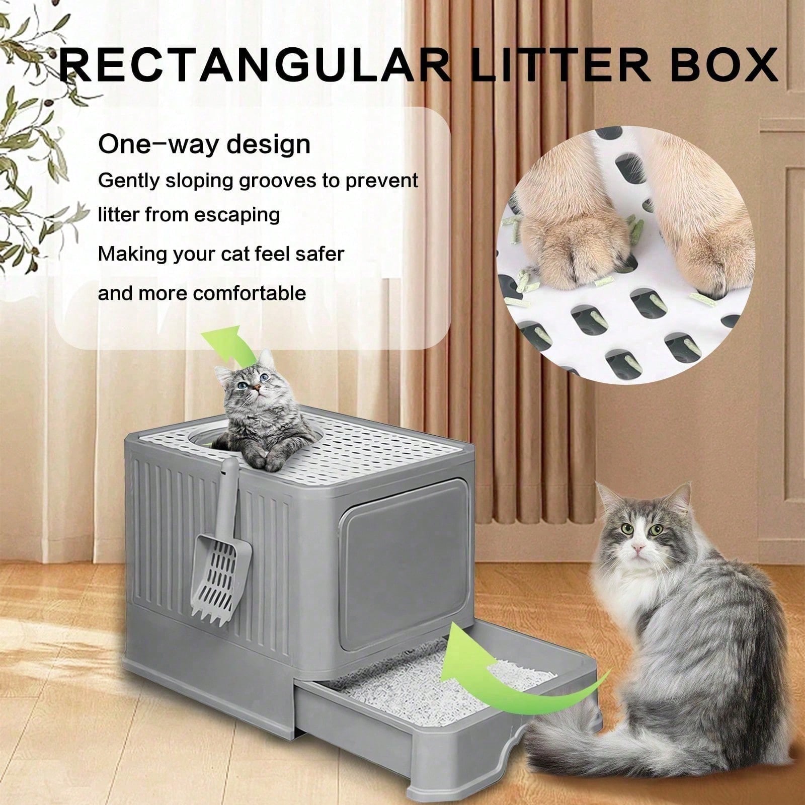 Detachable Cat Litter Box – Portable Enclosed Toilet with Lid & Scoop, Large Space Plastic Design for Easy Cleaning & Odor Control