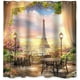 thumbnail image 1 of Cortina de ducha con diseño de la Torre Eiffel de París, romántica cortina de baño con paisaje urbano europeo, tela impermeable con ganchos, 72 x 72 pulgadas, 1 of 4