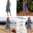 thumbnail image 5 of Xixirimido Palm Trees Blue Tropical Print Couples Matching Vacation Outfits Men's Breathable Short Sleeve Shirt & Women's Irregular Hem Dress Coordinated Summer Wear for Dating, Size 4XL, 5 of 7