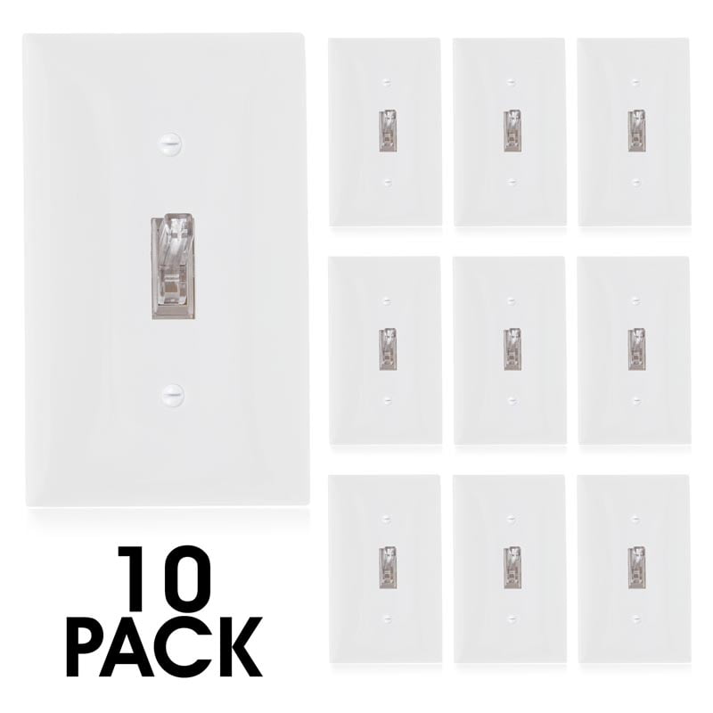 Maxxima 3 Way Decorative Wall Switch White Wall Plates Included Pack of 10 
