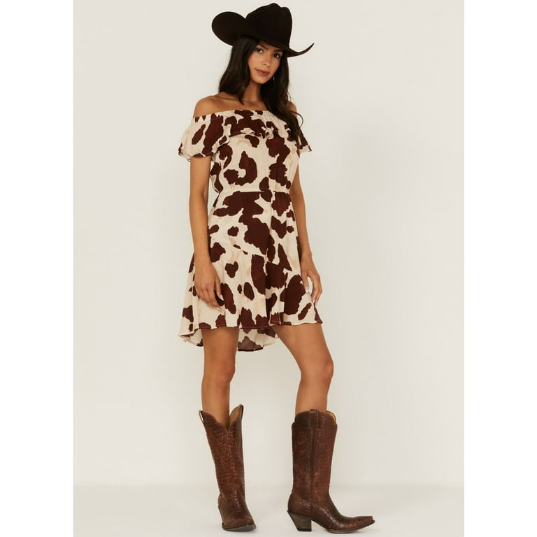 Idyllwind Women's Made For This Off-Shoulder Cow Print Dress