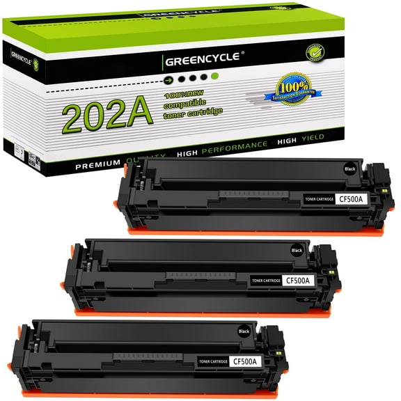 greencycle Compatible Toner Cartridge Replacement for HP 202A CF500A to use in Color Laserjet Pro MFP M281fdw M281cdw M254dw M281fdn Printer - 3 Pack CF500A, Black