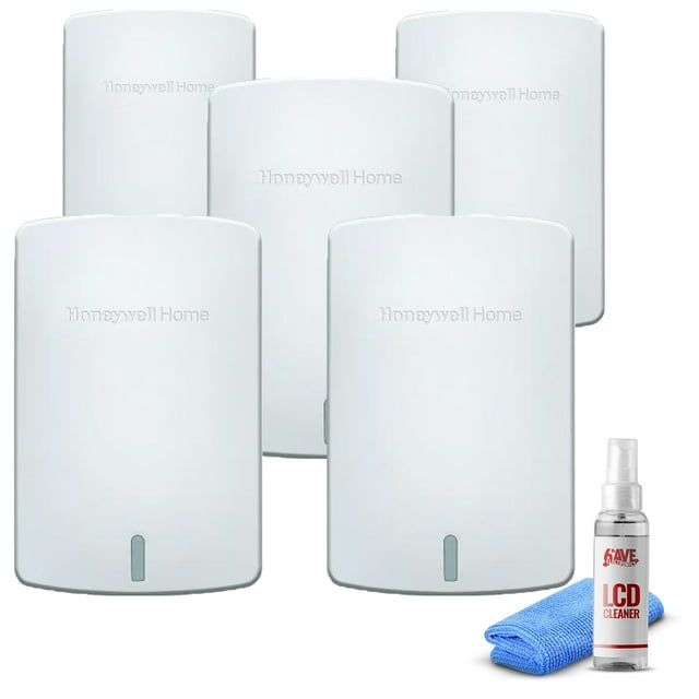 5-Pack Honeywell Wireless Indoor Sensor for Prestige and Red Link Thermostats - Artic White (C7189R1004/U) + LCD Cleaner