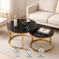 thumbnail image 2 of Set de 2 Mesas de Centro Circulares Bluelander con Soportes de Acero, Negro/Dorado, 2 of 5