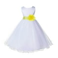 thumbnail image 2 of Ekidsbridal Girl Bridesmiad Flower Girl Dress - White Satin Tulle with Tiebow 829T-A (Size: S-12), 2 of 3