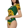 thumbnail image 2 of The Xecao Sunflowers in Bucket Women's Crew Neck Body Suit, a short-sleeved bodysuit and basic swimsuit, both comfort and style for dating and daily life, 2 of 9