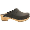 thumbnail image 2 of BJORK Maja Wood Open Back Brown Oiled Leather Clogs, 2 of 8