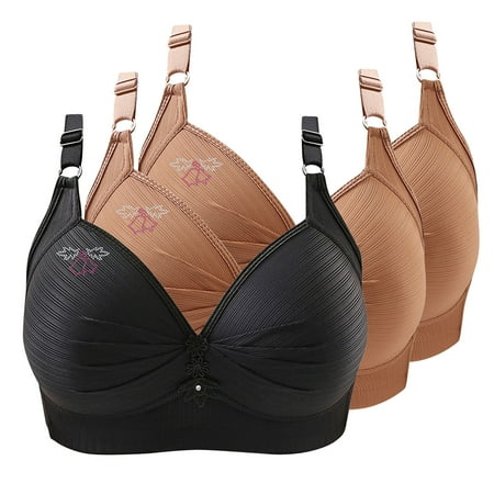 Bras for Women No Underwire Comfort Wireless Seamless Bra Ndbuld 3PC Woman s Printing Gathered Together Large Size Daily Bra Underwear No Rims Christmas Deals Brown S