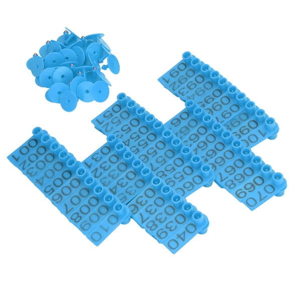Identification Label, Cattle Ear Tag Numbered Weather Resistant 100 Sets Flexible Accurate For Cow Blue