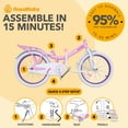 thumbnail image 4 of RoyalBaby Princess Girl Kids Bicycle 20" with Kickstand, Bunny/Pink Purple, 4 of 12