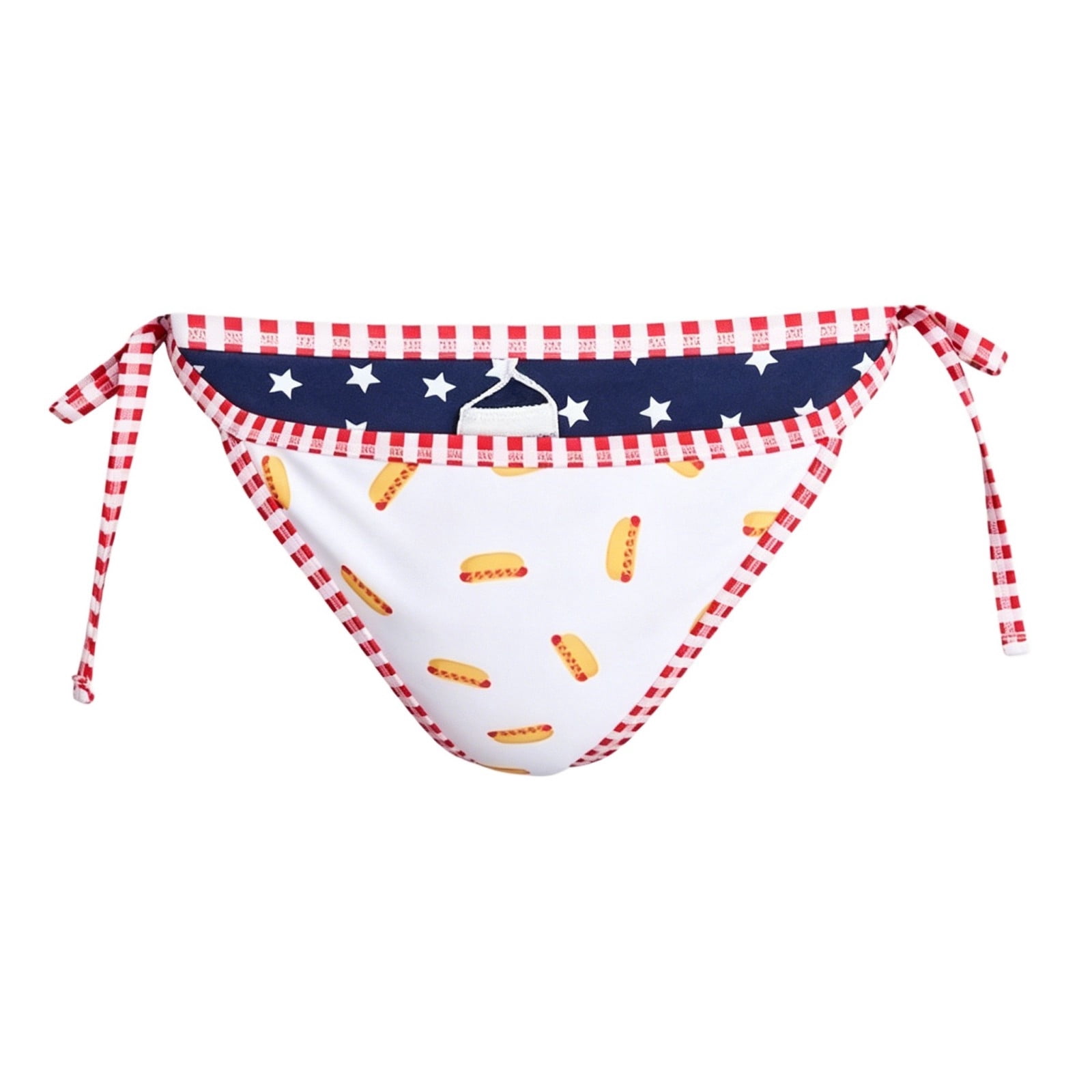 Raeneomay Hotdog Bikini Set 2 Piece Women's Reversible Hot Dog Bathing Suit Triangle Halter Swimsuit Summer Beach White Swimwear with Dogs Print 2-in-1