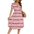 thumbnail image 5 of MLANM Women's Summer Short Sleeve Casual Wrap V-Neck Floral Party Dress with Pockets, 2XL Stripe Bean Red, 5 of 7