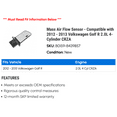 thumbnail image 2 of Mass Air Flow Sensor - Compatible with 2012 - 2013 Volkswagen Golf R 2.0L 4-Cylinder CRZA, 2 of 2