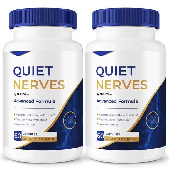 (2 Pack) Quiet Nerves – Natural Daily Support Blend for Nerves, Memory & Focus | QuietNerves Easy-to-Take Capsules (120 Capsules)