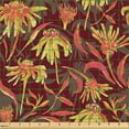 thumbnail image 2 of Ambesonne Tropical Fabric by the Yard, Aquarelle Vintage Flowers, 1 Yard, Earth Yellow Vermilion, 2 of 5