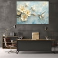 thumbnail image 6 of Mudket Framed Canvas Wall Art Ready to Hang, White Magnolia Gold Branch Blue Print, Botanical Wall Decor Canvas Artwork for Entryway Bedroom Living Room, Cream Floral Pictures - 12"L x 8"W, 6 of 10