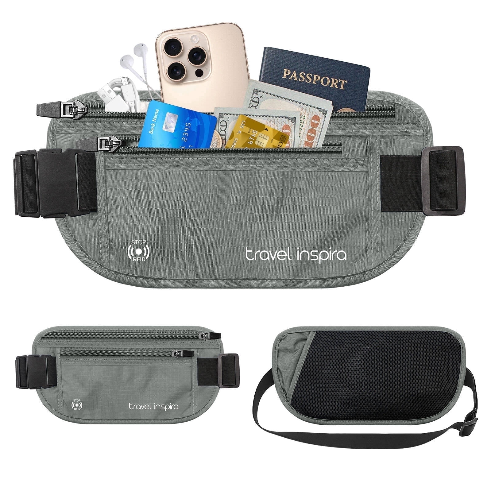 Travel Inspira RFID Blocking Travel Money Belt with Passport Holder photo 1